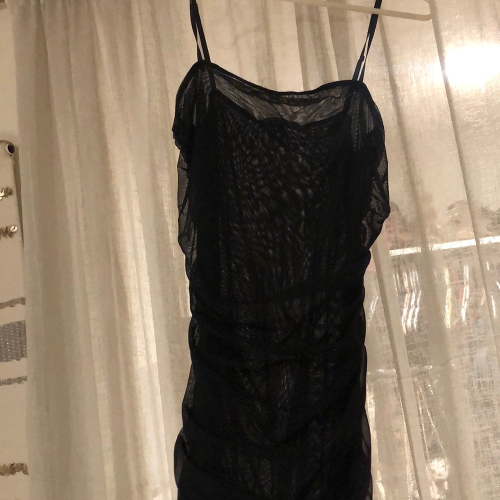 See through black asymmetrical dress
